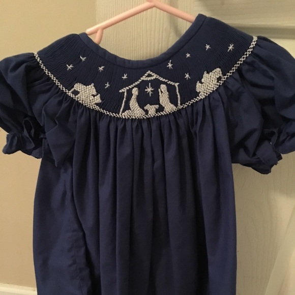 christmas nativity smocked dress